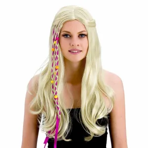 60s Hippy Long Blonde Wig Hippie Fancy Dress Accessory