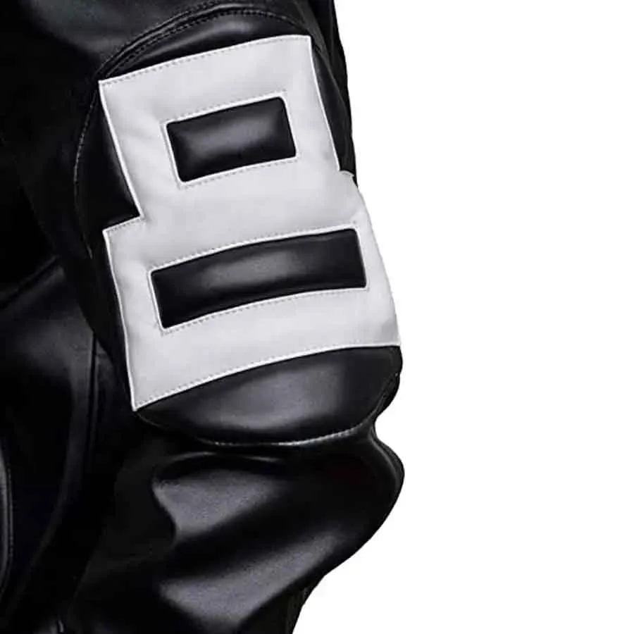 8 Ball Black Leather Bomber Jacket