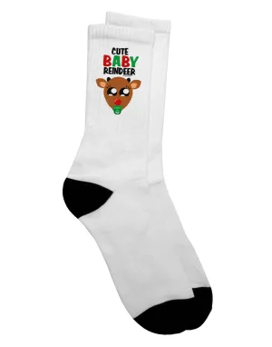 Adorable Baby Reindeer Coordinated with Deer Adult Crew Socks - TooLoud