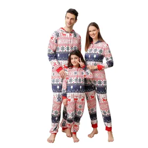 ANGELGGH Family Matching Christmas Onesie Pajamas, Vacation Cute Printed One Piece Pajamas, Xmas Hooded Holiday Sleepwear (Youth, 2-3T, Striped Snowflake)