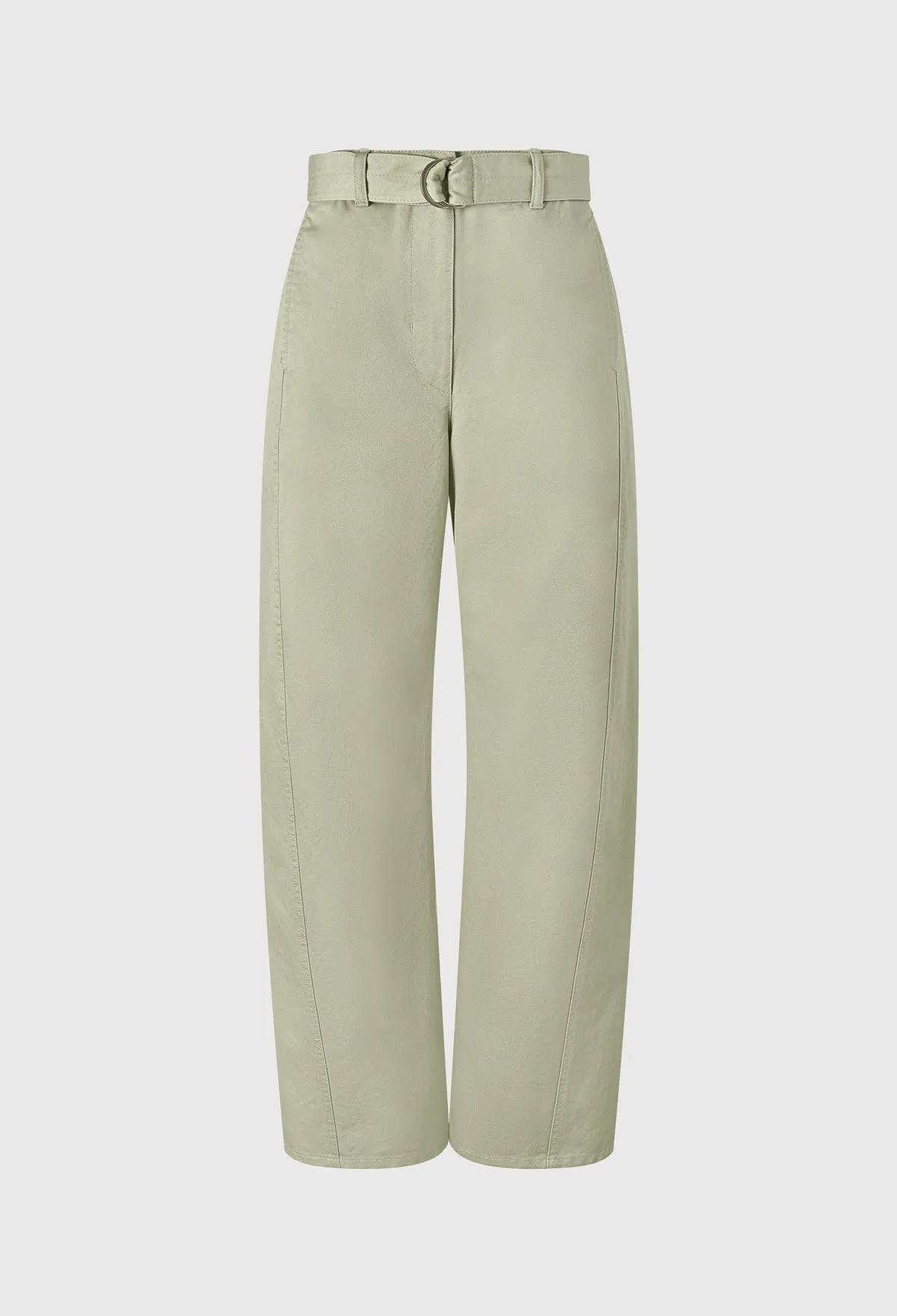 Belted Cotton Pants In Light Khaki