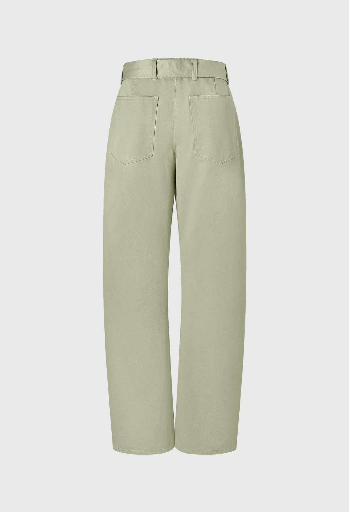 Belted Cotton Pants In Light Khaki