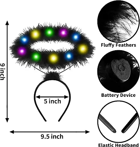 Black LED Angel Halo Headband