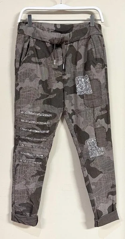 Camouflage Mocha Print Crinkle Jogger