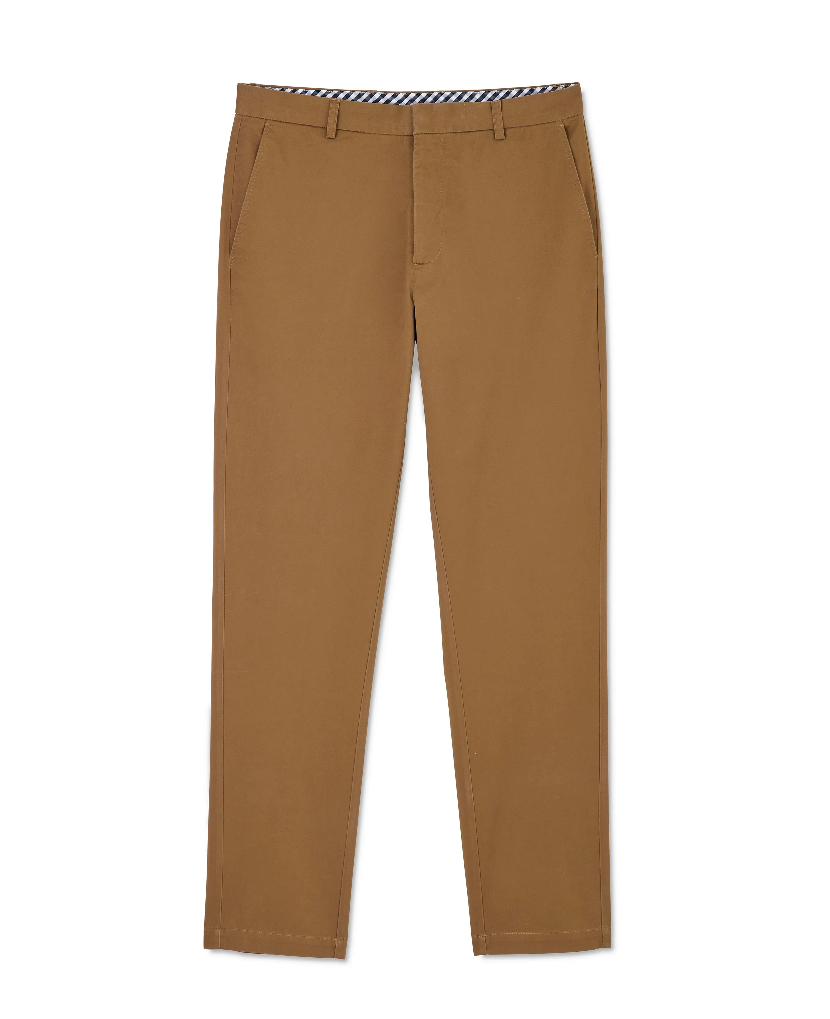 Cappuccino Brown Stretch Cotton Classic Fit Flat Front Chinos