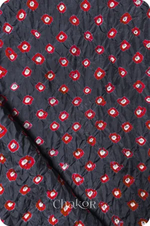 Charcoal Bandhani Mulberry Silk Blouse Fabric