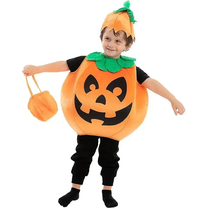 Child Unisex Pumpkin Halloween Costume with Toy Basket