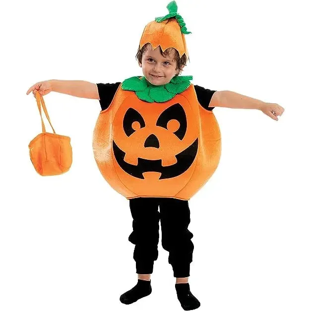 Child Unisex Pumpkin Halloween Costume with Toy Basket