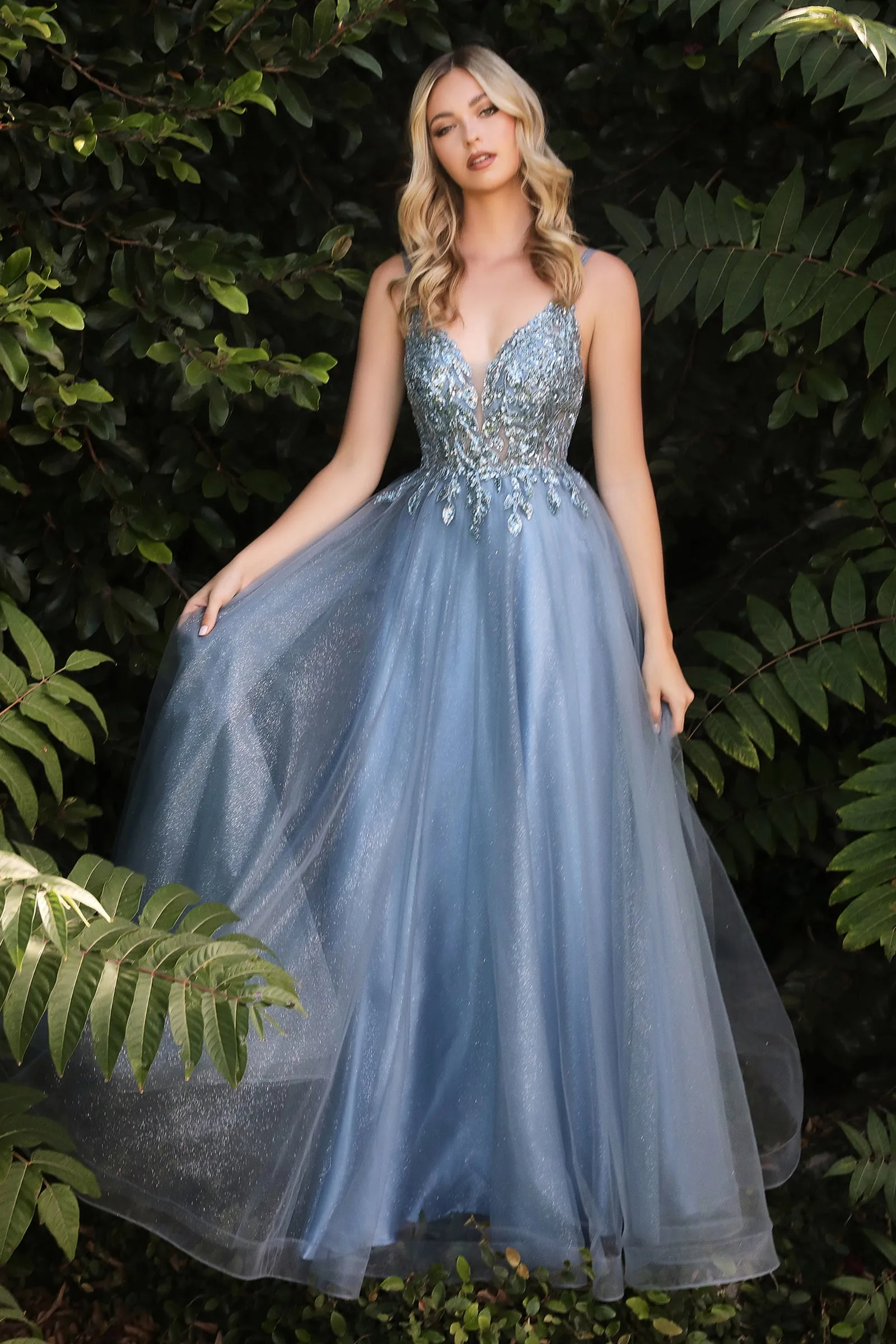 CINDERELLA DIVINE CD0154 Beaded A-Line Layered Tulle Dress