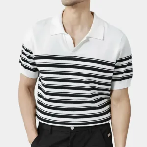 Classic Knit Striped Mesh Polo - Cross & Crown