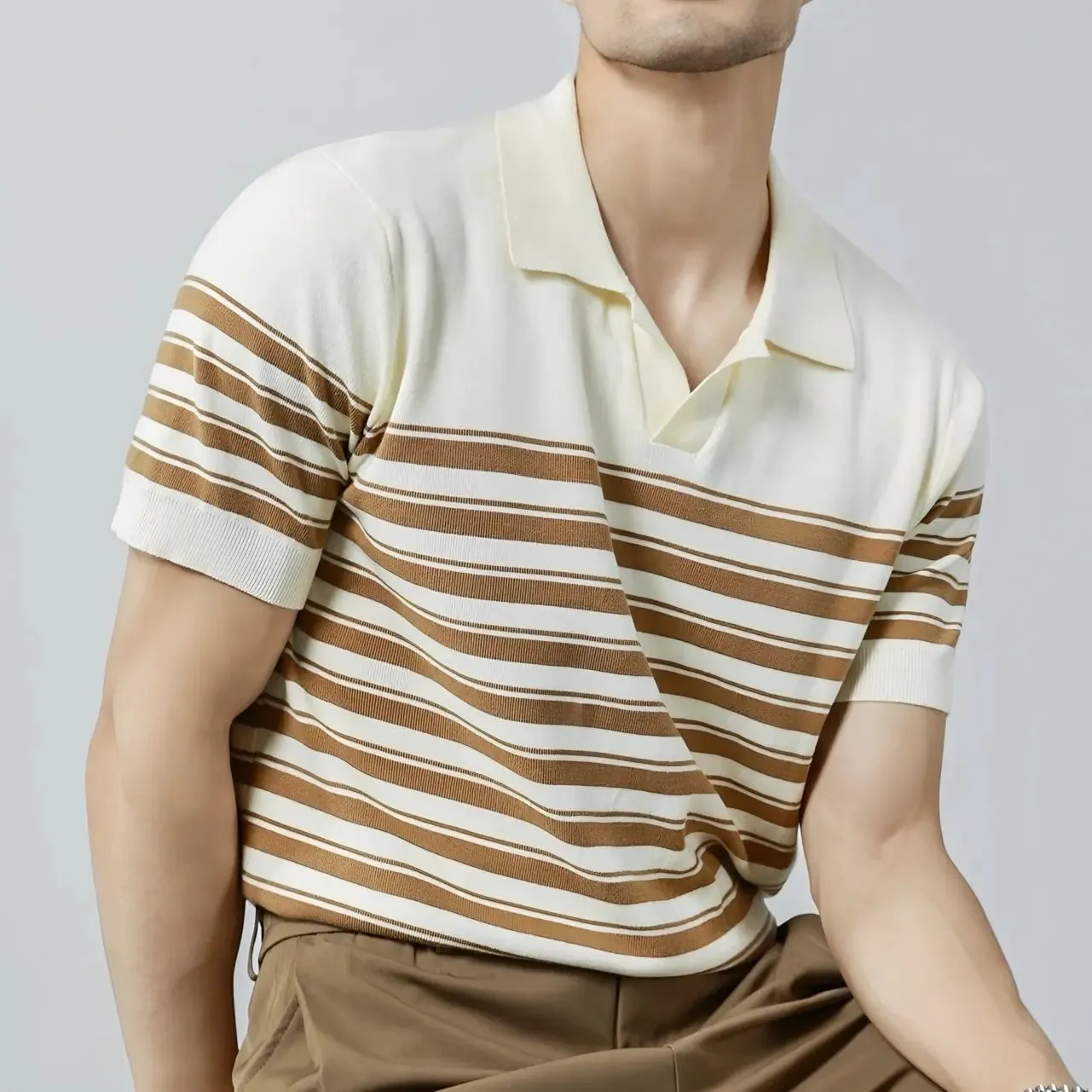 Classic Knit Striped Mesh Polo - Cross & Crown