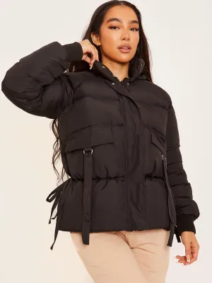 D-Ring Tape Pockets Padded Puffer Jacket