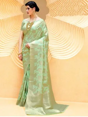 Designer Green Weaven Silk Saree KL10