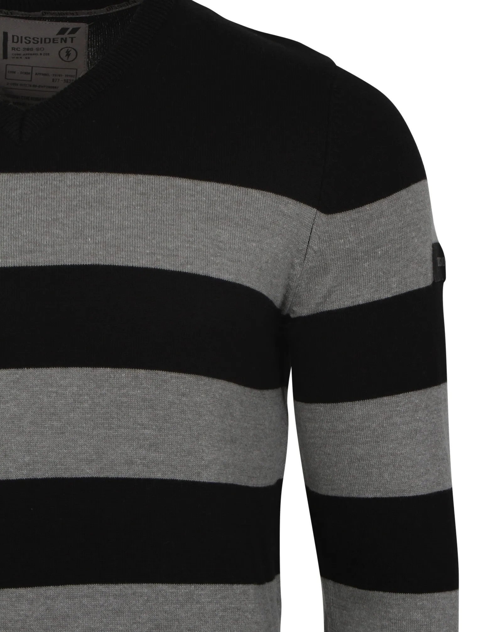 Dissident V-neck contrast stripe jumper in Black