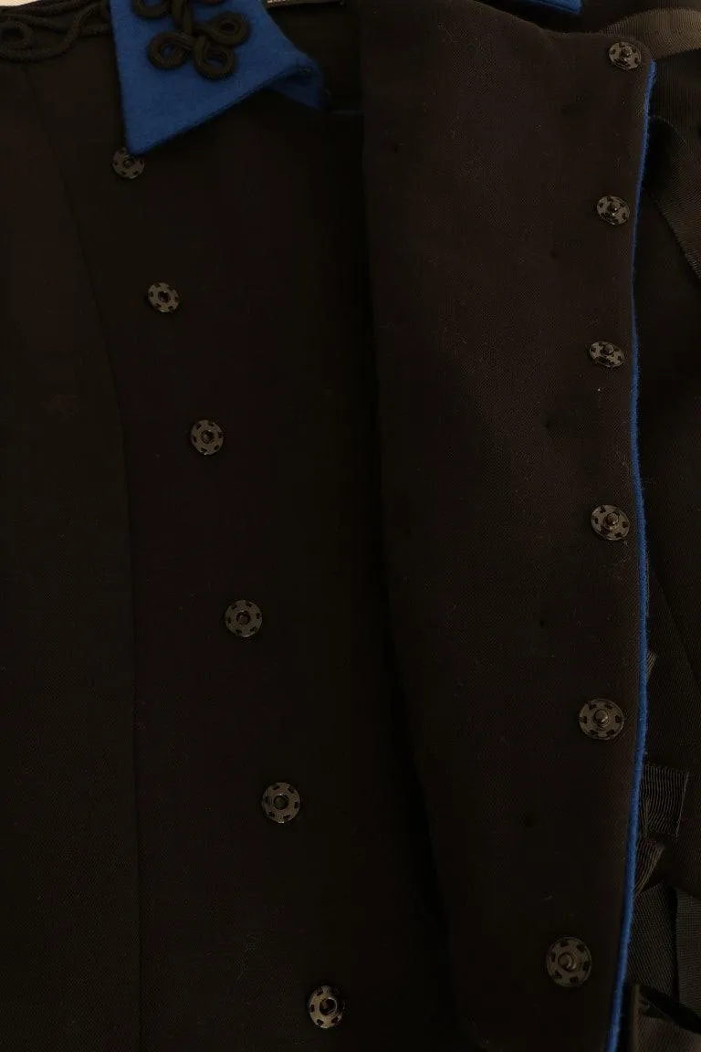 Dolce & Gabbana Chic Black & Blue Short Trench Jacket