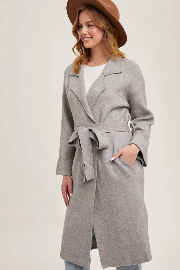 Effortless Knitted Trench Coat  H.GREY