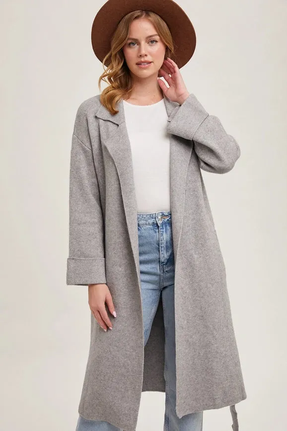 Effortless Knitted Trench Coat  H.GREY