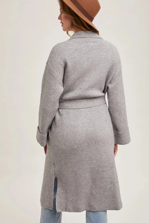 Effortless Knitted Trench Coat  H.GREY