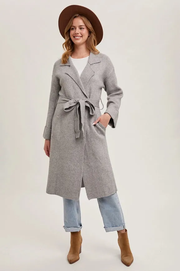 Effortless Knitted Trench Coat  H.GREY