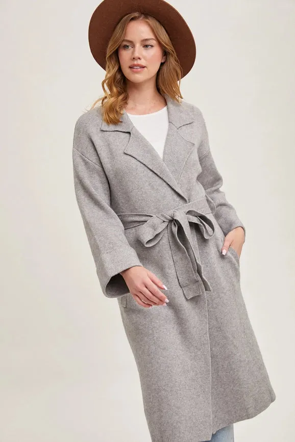 Effortless Knitted Trench Coat  H.GREY