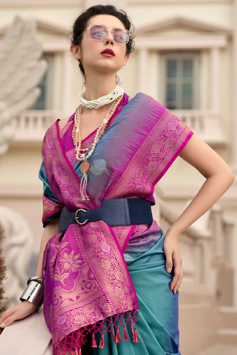 Enchanting Friozi Soft Banarasi Silk Saree With Imaginative Blouse Piece