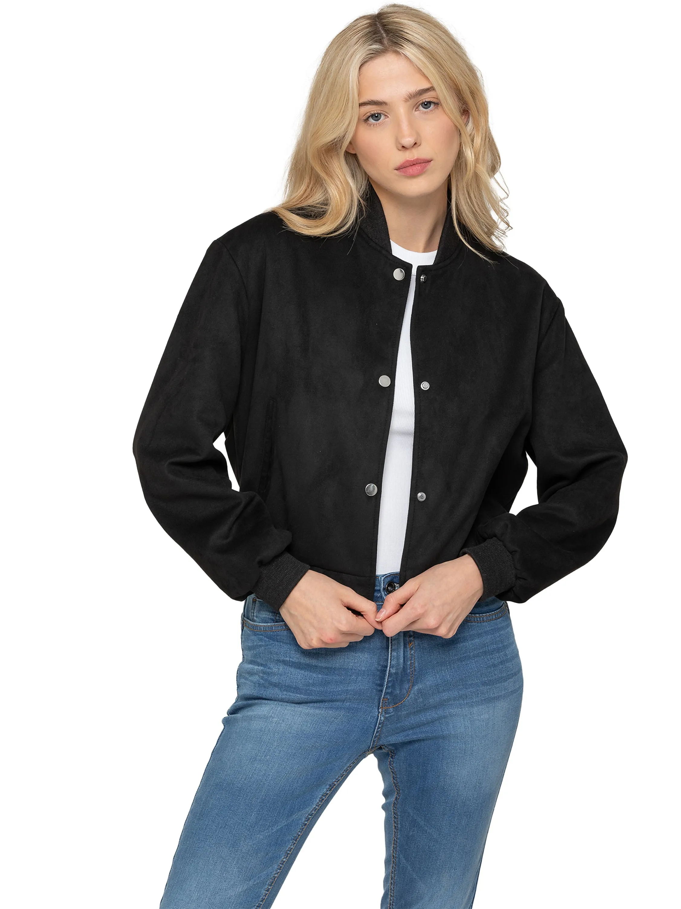 Enzo | Womens Suede Bomber Jacket