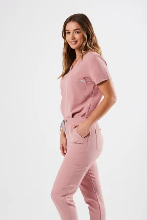 FLEX ONE-POCKET WOMEN'S SCRUB TOP (PINK PEONY)