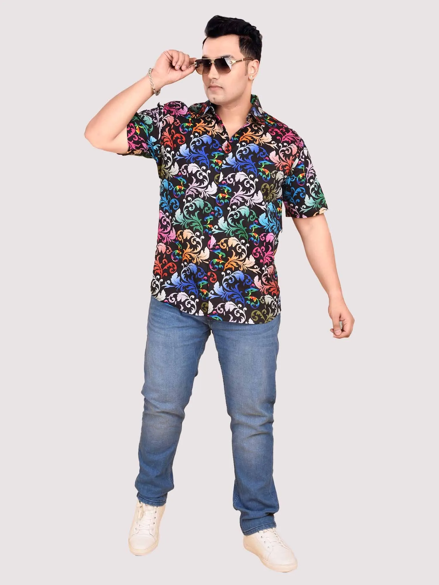 Flow with Colours Digital Printed Shirt Men's Plus Size