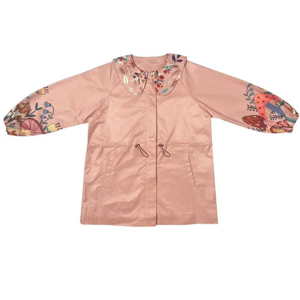 Flowers Printed Peter Pan Collar Girls Trench Coat