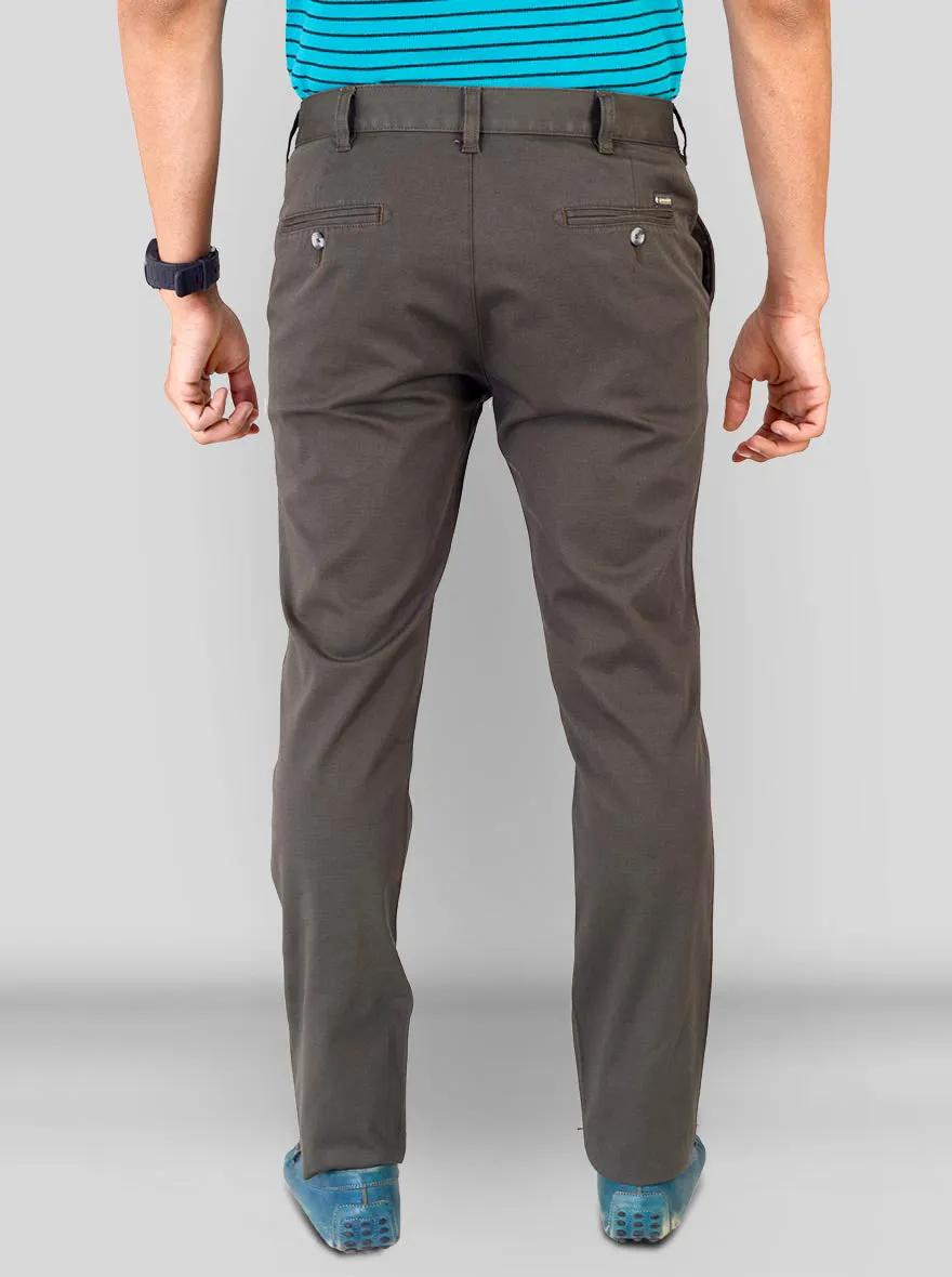 Forest Brown Self Textured Super Slim Fit Chinos | Greenfibre