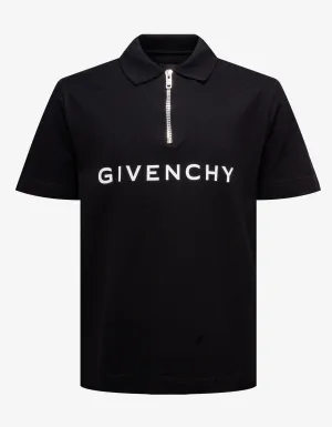 Givenchy Black Archetype Zipped Polo T-Shirt