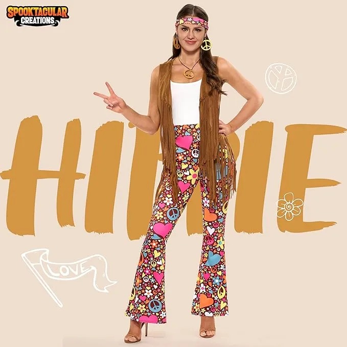 Halloween 70s Outfits Hippie Women Costume