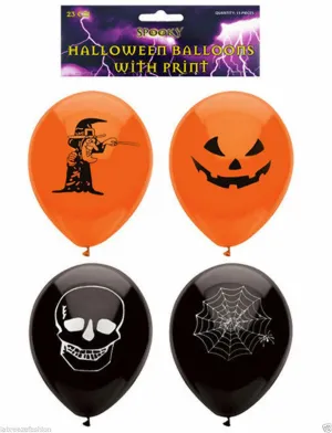 Halloween Balloons Printed - Set of 15 Assorted Halloween Scary Spooky Party Decorations