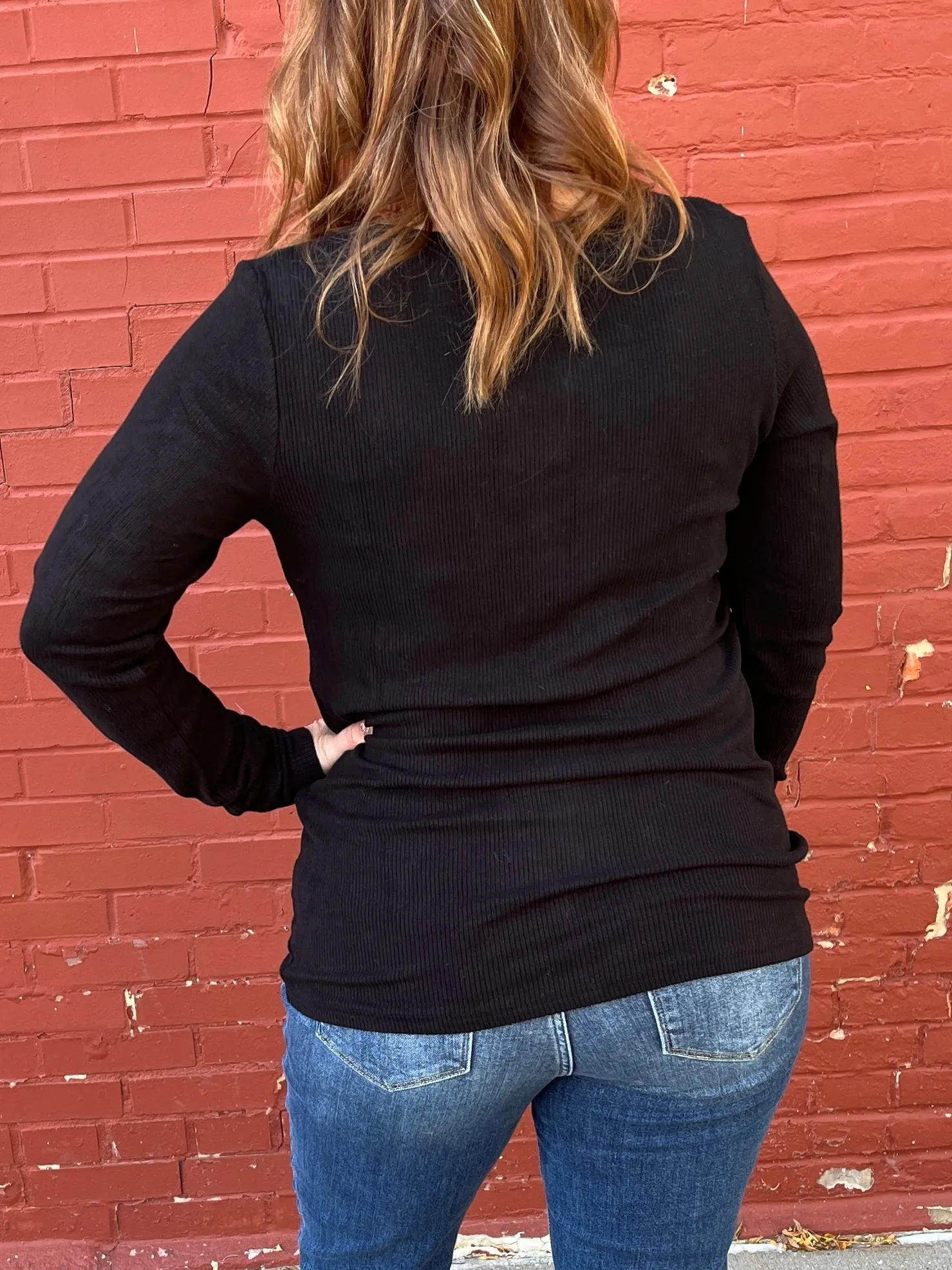 Harper Ribbed Henley Long Sleeve