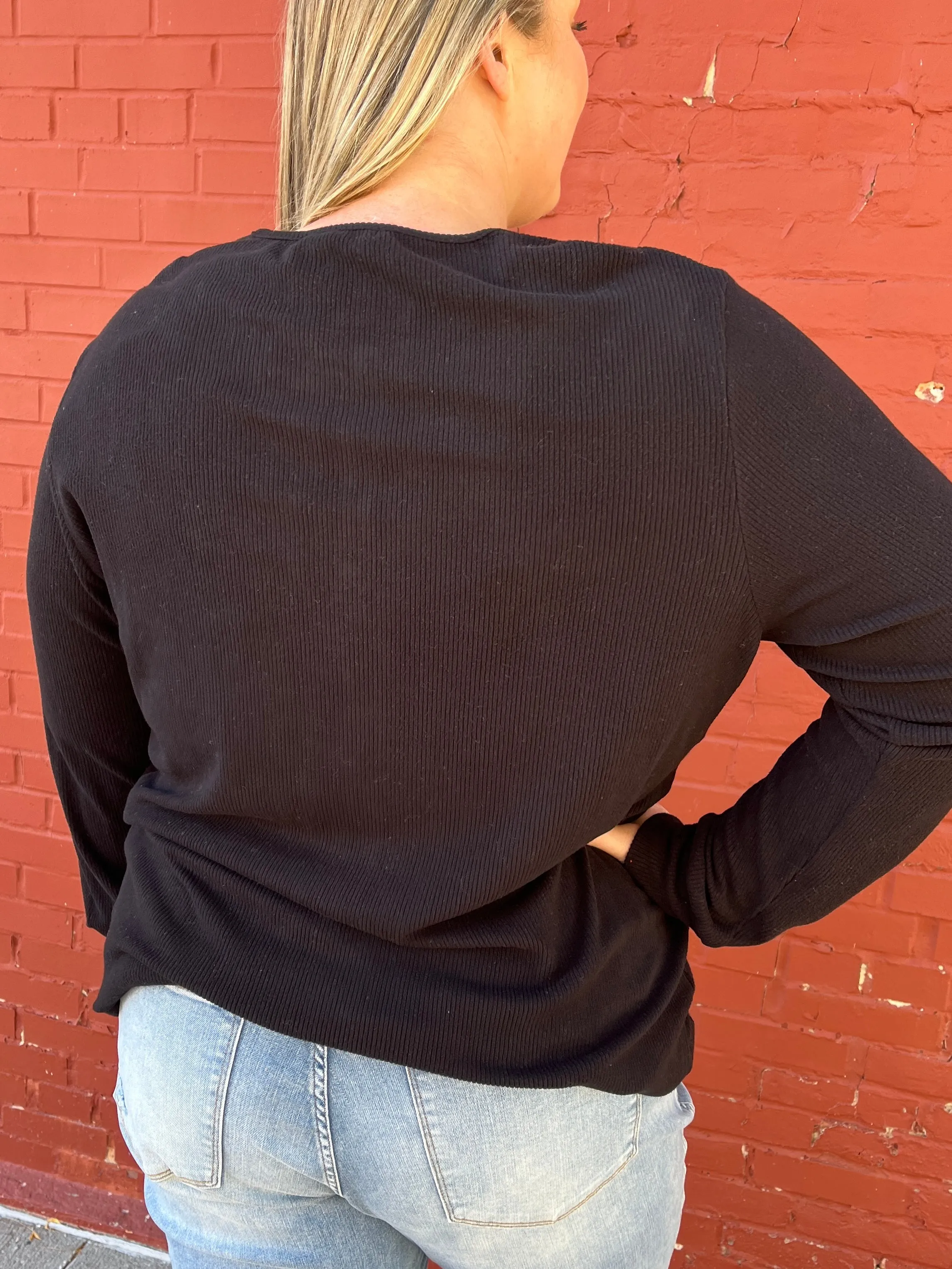 Harper Ribbed Henley Long Sleeve