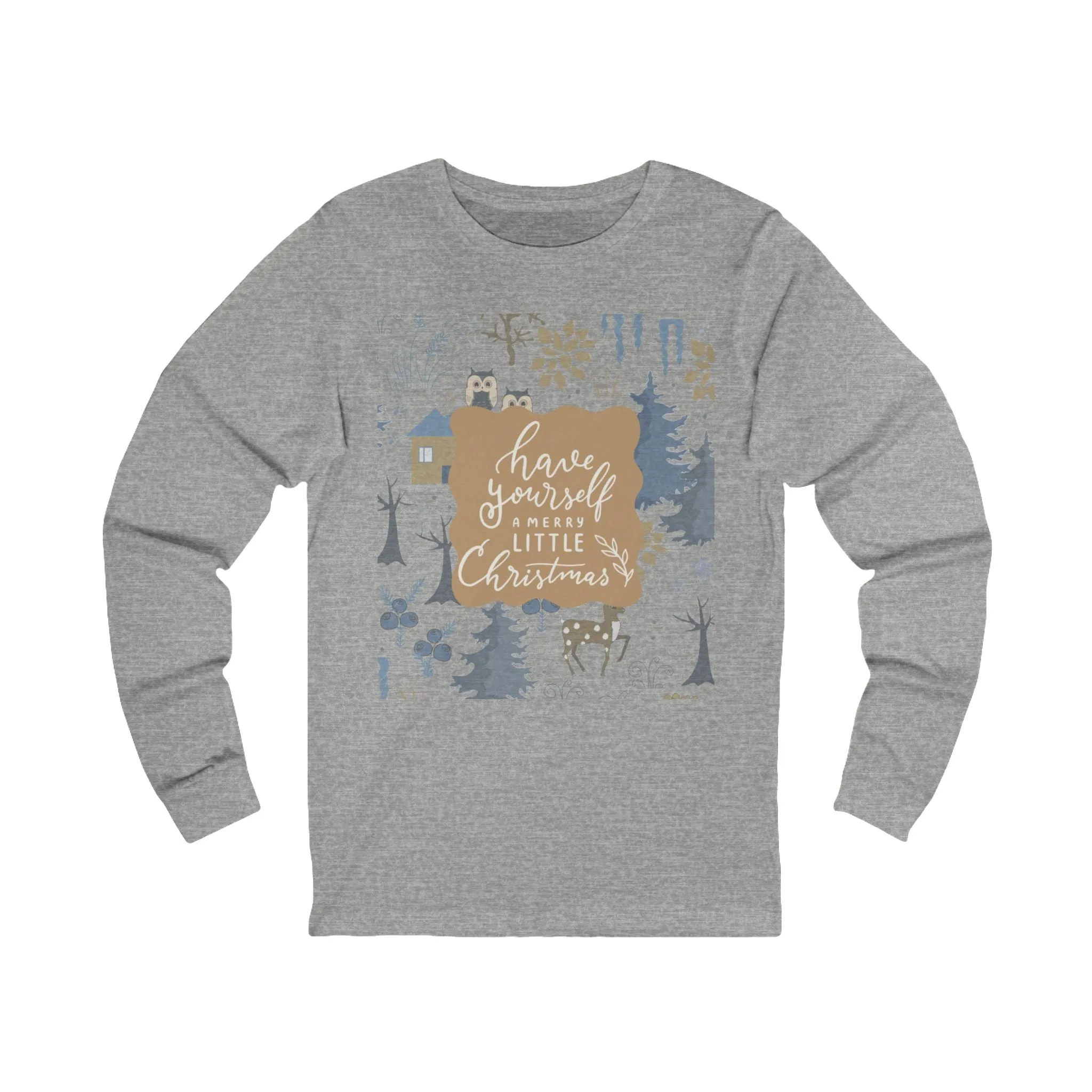 Heather Gray Holiday Long-Sleeve Shirt : Versatile Christmas Top with Matching Pajama Bottom Options