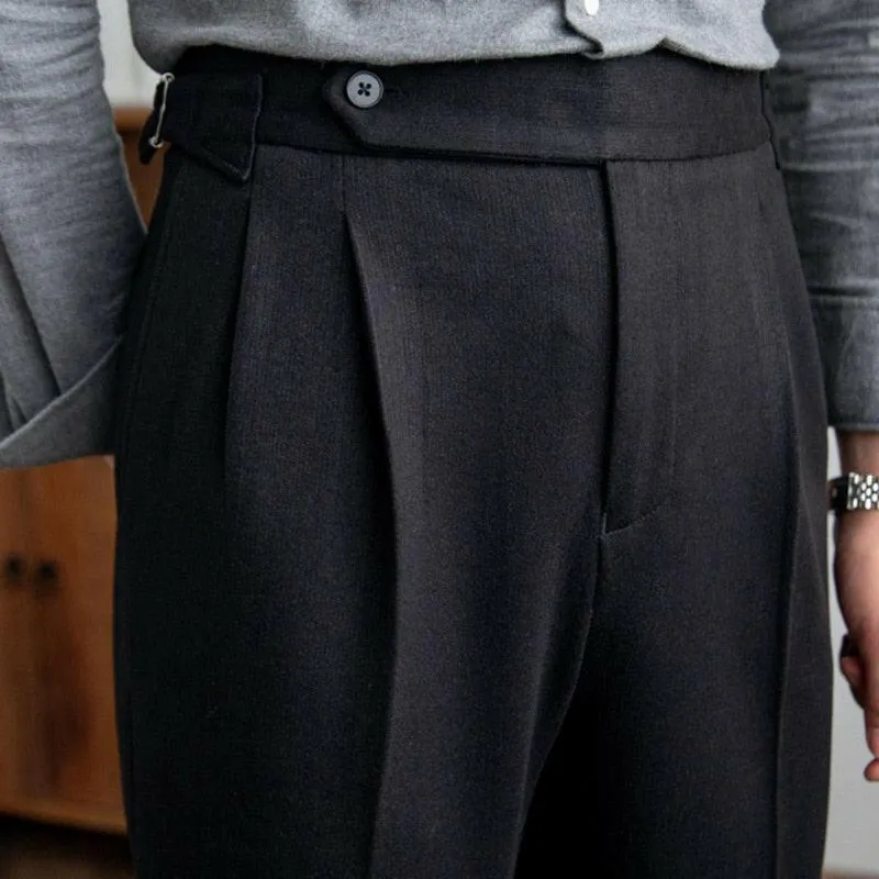 Italian Button Trousers with Zipper Fly Closure