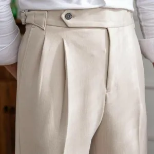 Italian Button Trousers with Zipper Fly Closure