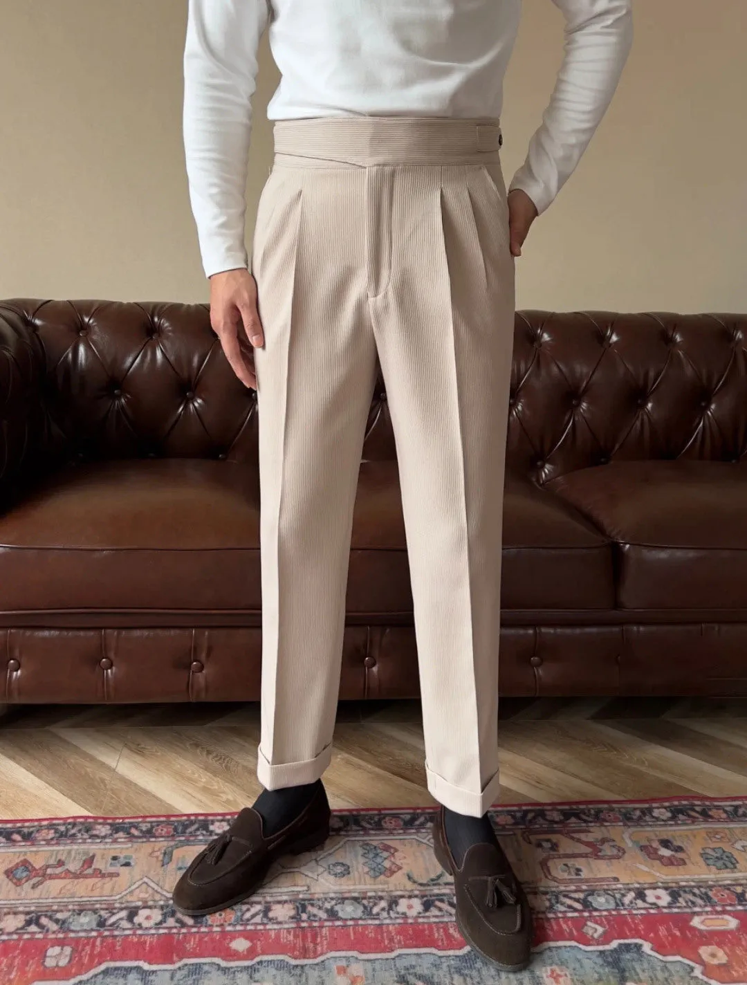 Italian style casual suit trousers