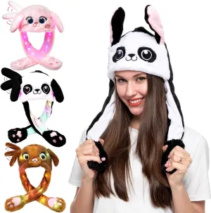 Jumping Hat with Moving Ears (Bunny, Panda, Puppy), 3 Packs