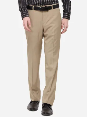 Khaki Solid Classic Fit Formal Trouser | JadeBlue