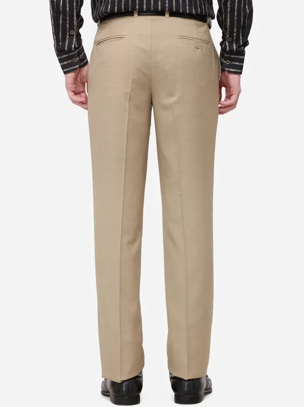 Khaki Solid Classic Fit Formal Trouser | JadeBlue