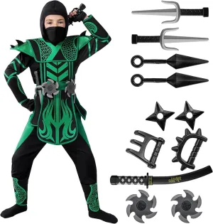 Kids Halloween Ninja Costume, Green