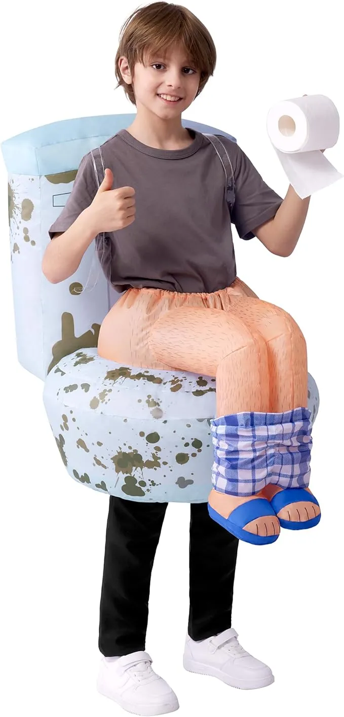 Kids Halloween Sitting on a Toilet Inflatable Costume