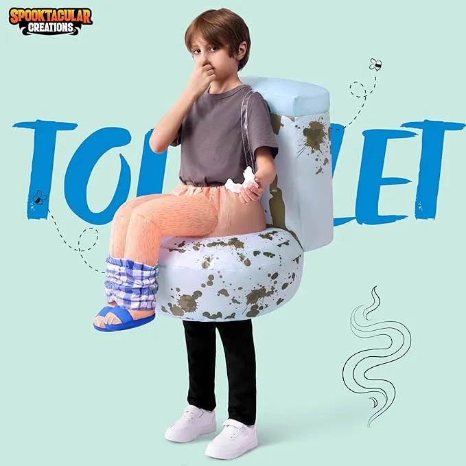 Kids Halloween Sitting on a Toilet Inflatable Costume