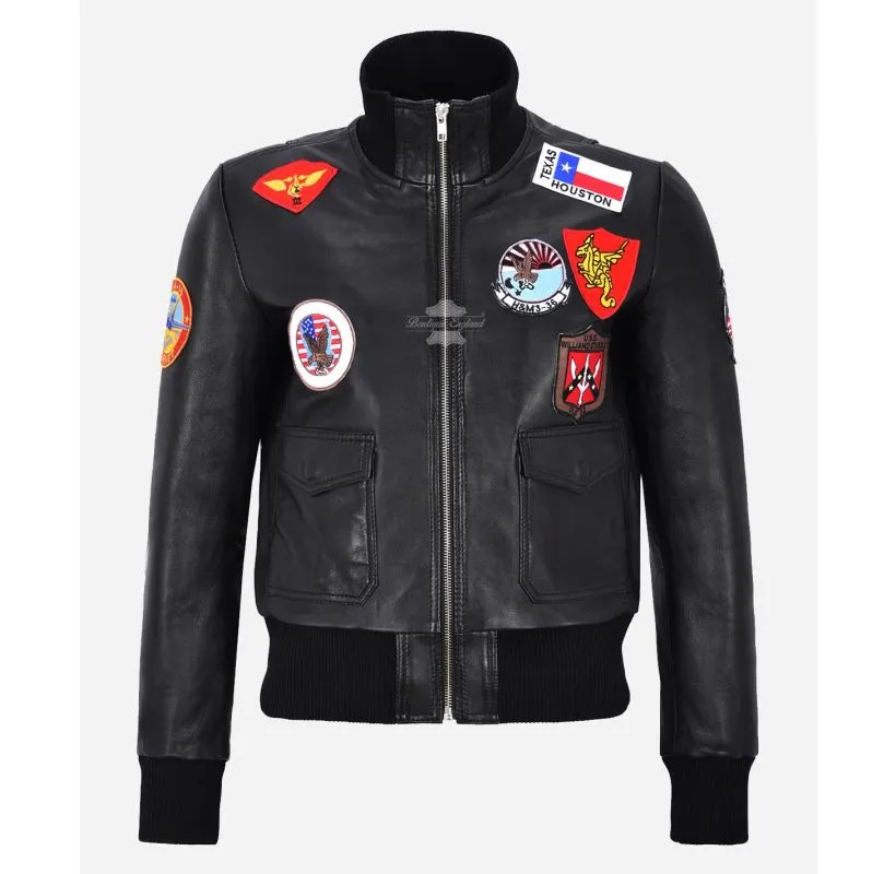 Ladies Top Gun Jacket with Badges Classic Bomber Style Pilot Jacket