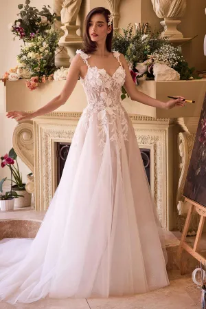 Ladivine CDS498W Lace Appliqued A-Line Tulle Wedding Dress