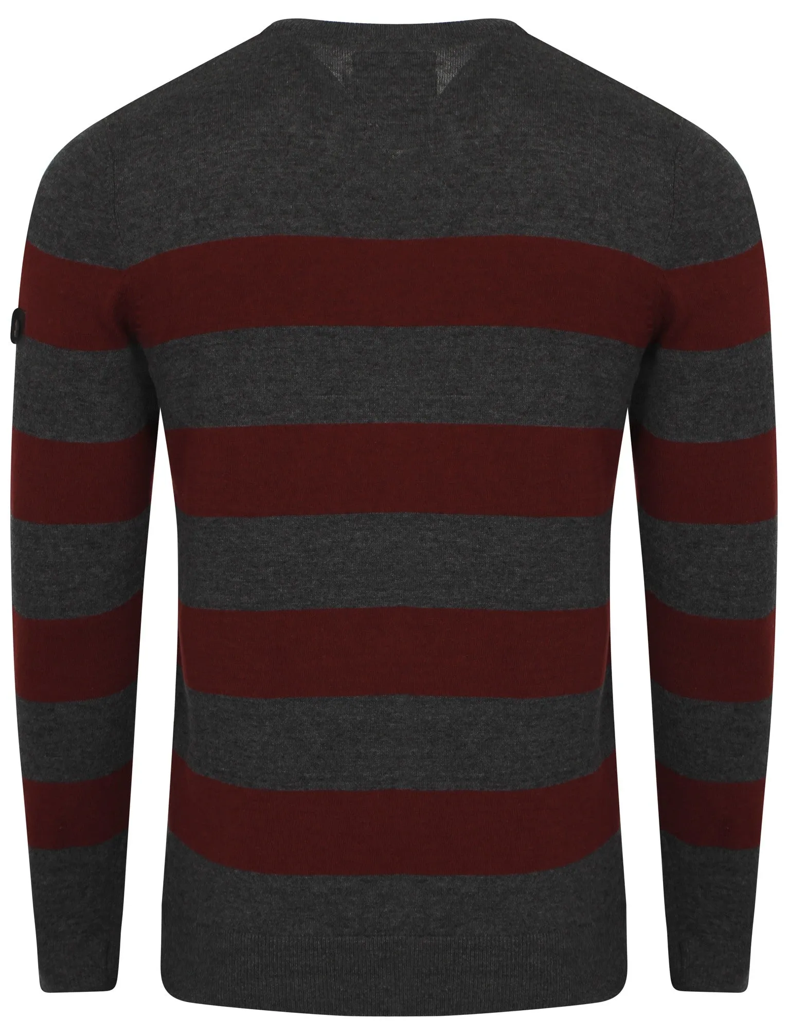 Le Shark  V-neck contrast stripe jumper in charcoal