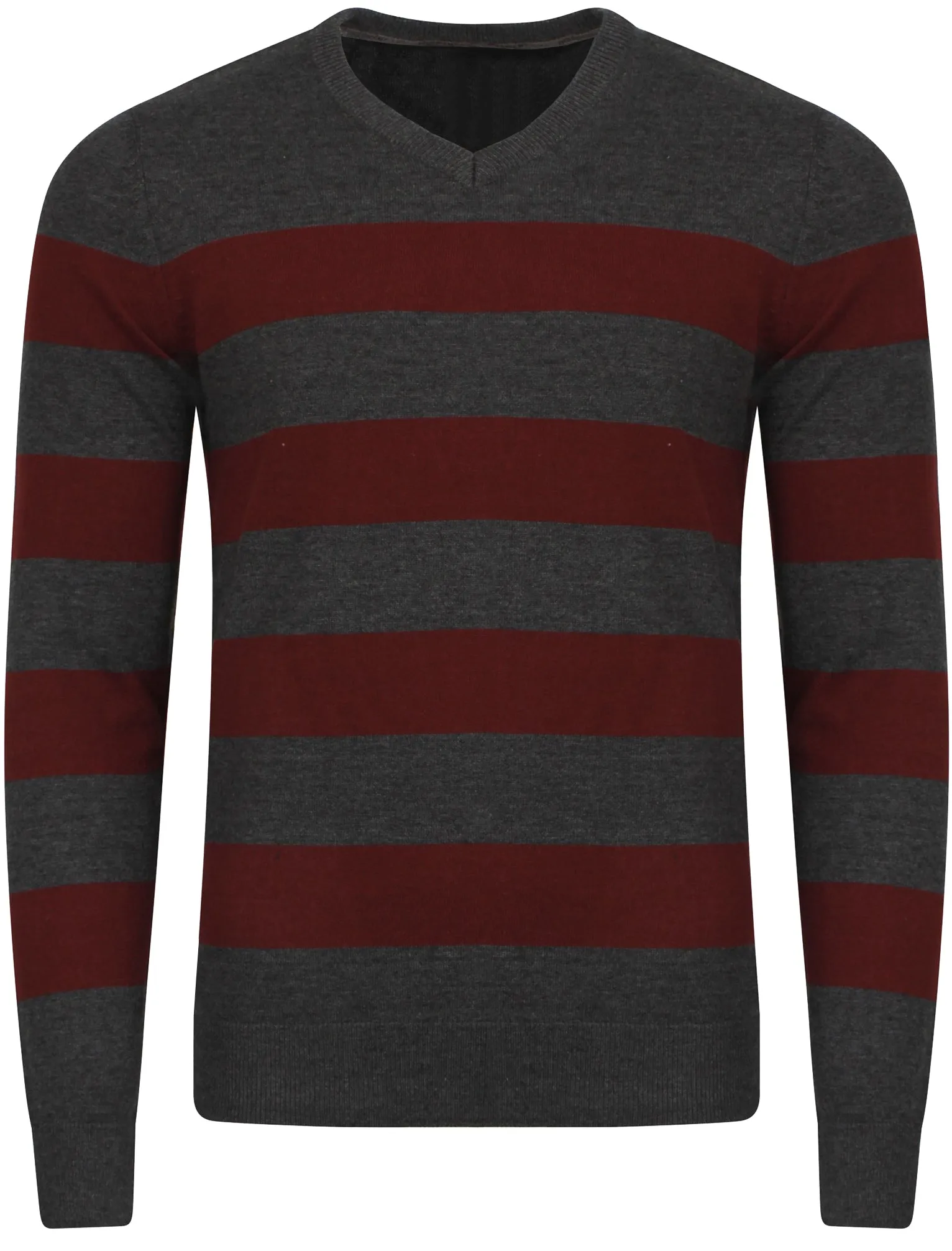 Le Shark  V-neck contrast stripe jumper in charcoal