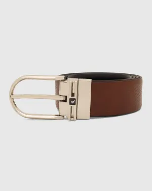 Leather Reversible Black & Brown Textured Belt - Tetra